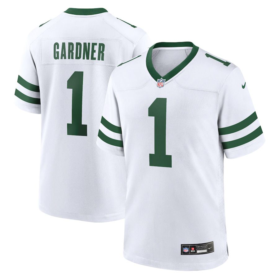 Men New York Jets #1 Ahmad Sauce Gardner Nike Legacy White Game NFL Jersey